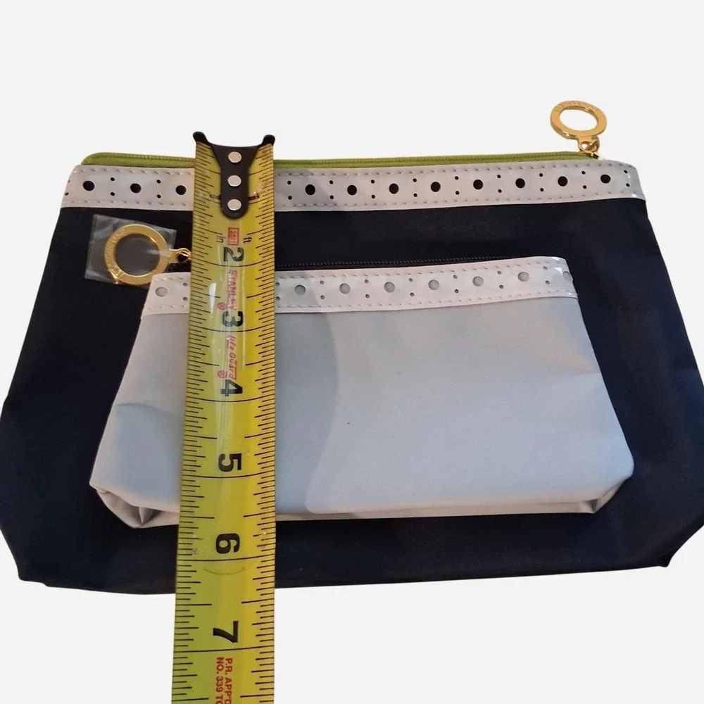 Womens Estee Lauder make up bag 2 piece bundle navy and baby blue pouches